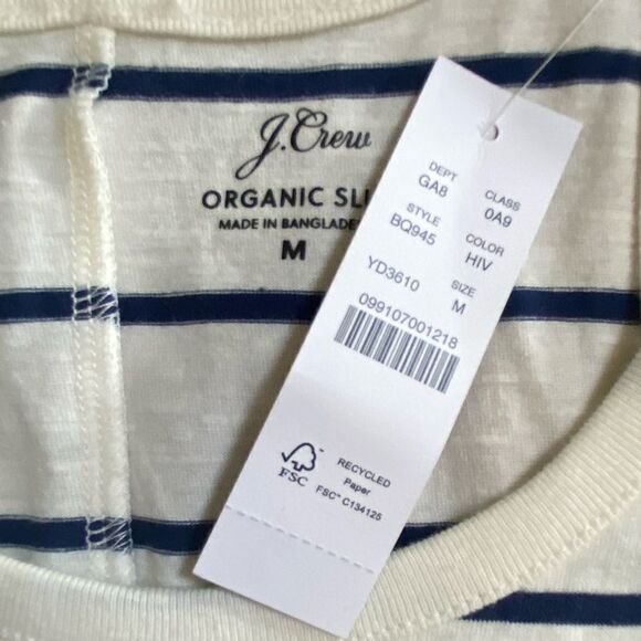 J. Crew Scoopneck Tank Top Striped Organic Slub Cotton Medium NWT - Picture 5 of 6